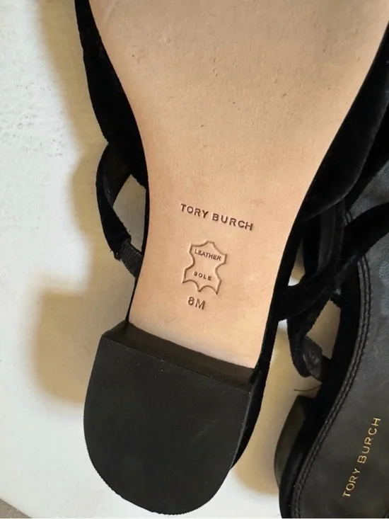 Tory Burch Black Velvet Pointed-Toe Beaded Mules - Picture 4 of 10